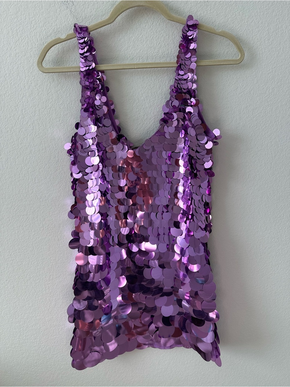 L'AGENCE Andie Mini Purple Paillette Dress SZ XS NWT - Picture 6 of 6